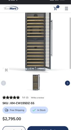 🆕 23 In. Dual Zone, Full Glass Door, Wine Cooler Refrigerator, Freestanding Or Built-In Unit, 15.1 Cu Ft.