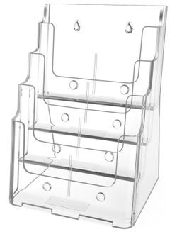 NEW MaxGear Acrylic Brochure Holder 8.5 x 11 inch, 4 Tier Clear Literature Organizer Magazine Stand Display with Removable Divider for 4 x 9 inch Broc