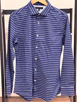 Banana Republic Navy and White Striped Dress Shirt