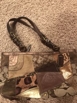 Coach brown patch work purse