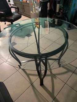 Round glass table - diameter is 45 3/4 inches