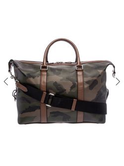 Coach Camo Leather Weekender Duffle Bag - authentic