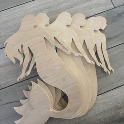 Six wooden mermaid, cut outs