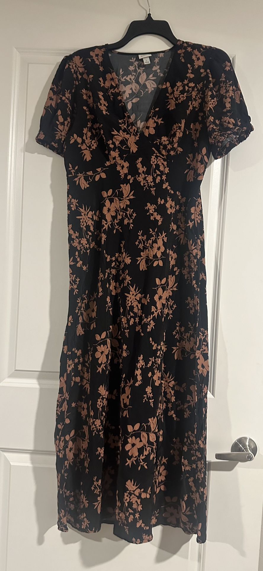 A new day Black and Orange Floral long Midi Dress