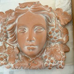 $55 Each.  Wonderful Art Nouveau Ceramic Terracotta Pottery Lady Head Wall Art. Or.  Cement Concrete Lady Garden Planter Pot. 