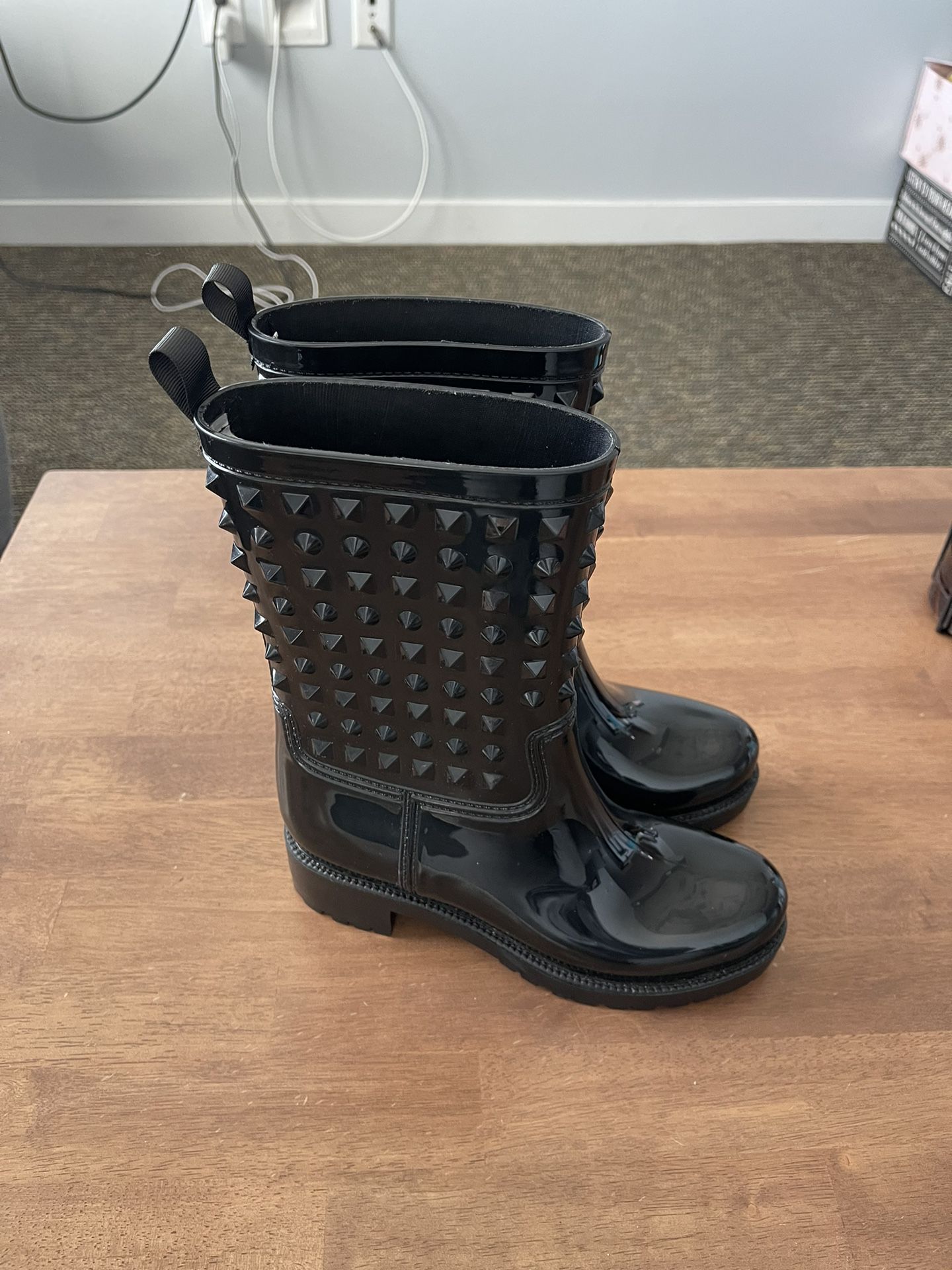 Capelli Studded Black Rain Boots Size 6 