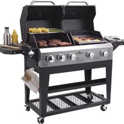 Z314-Propane Gas Grill and Griddle Combo with 54000 BTU Dual Cooking System, Stainless Steel Cooking Grates Heavy-Duty Griddle, Outdoor BBQ Grill with