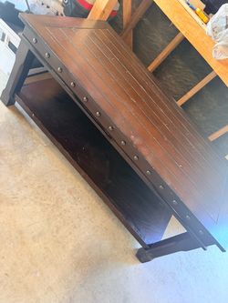 Dark Wood studded coffee table