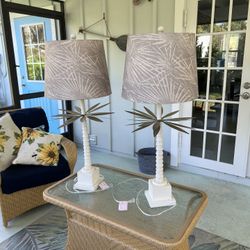 Lamps With Metal Pedals! Both Are In Excellent Condition And Are Off White .