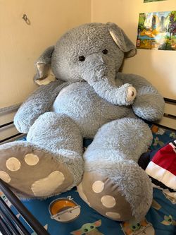 Giant Gray Elephant Stuffed Animal Plush