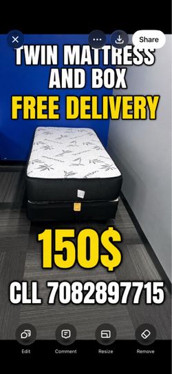 Huge sale for Mattress And Box Twin size #mattress and box 150.$ full 190$ Queen 200$ king 290$. free delivery free set up 708….289…7715… cash or Zell