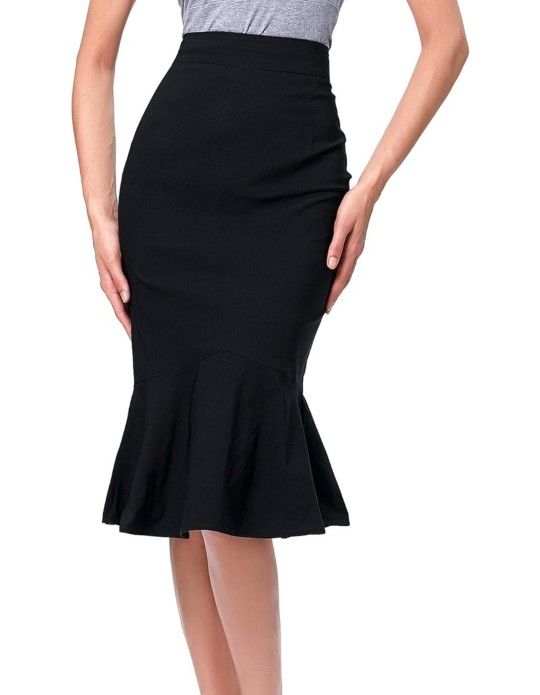 Kate Kasin Women's Elastic Waist Stretchy Pencil Skirt