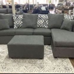 New Gray, Purple, Or Black Sectional And Ottoman Sofa Couch 