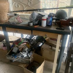 Wooden And Metal Tool Work Shop Table Useful