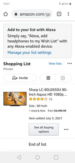 Sharp  80-Inch Aquos 3D  HD Smart LED TV 