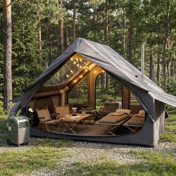New YOYIOTDR Inflatable Camping Tent with Electric Air Pump - 420D Heavy Duty Oxford - 5 Min Auto-Inflation - Panoramic Stargazing Skylight - 4 Season