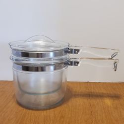 Vintage Pyrex Flameware Double Boiler With Lid