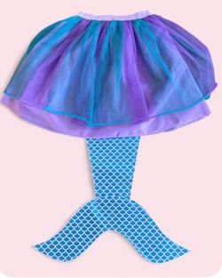 Halloween Costume Girl’s Blue/Purple Mermaid  Skirt and Fin