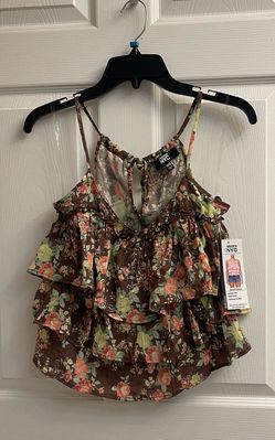 Brand new brown floral tiered top size XXS Juniors