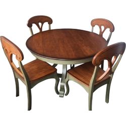 PIER 1 MARCHELLA SAGE ROUND FARMHOUSE DINING TABLE AND 4 CHAIRS