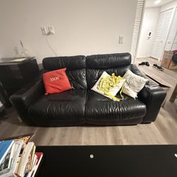 Black Leather Couch From Macy’s Reclining Free Pick Up