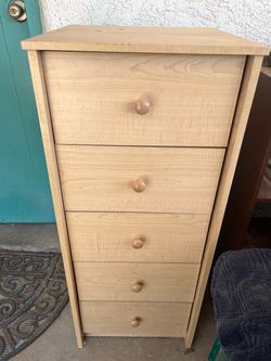 Tall Narrow 5-Drawer Wood Dresser