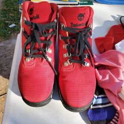 Red Timberlands Size 4 $25