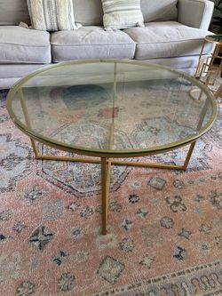 Glass and metal coffee table
