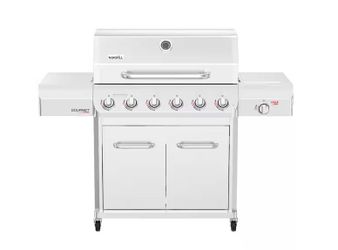 Nexgrill Gourmet Pro 6-Burner Propane Gas Grill with Searing Side Burner and Griddle Max Insert - R