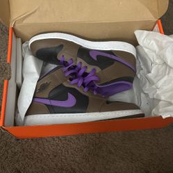 brown and purple jordan 1’s