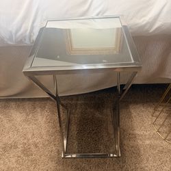 Silver glass end table