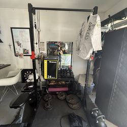 Squat Rack with weights and bar