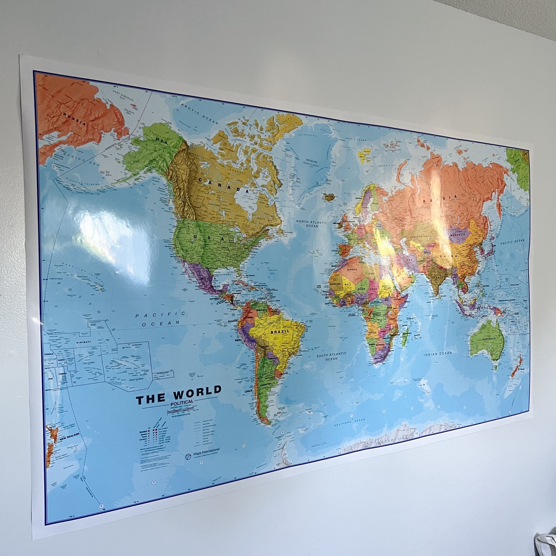 Giant World Map - Mega-Map Of The World - 46 × 80 - Fully Laminated - 2024 Updated