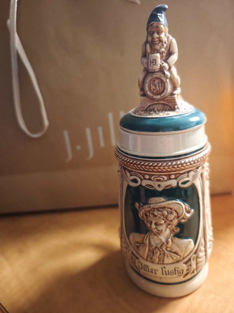 German Beer Stein with Gnome Lid โ $56.99 (Negotiable