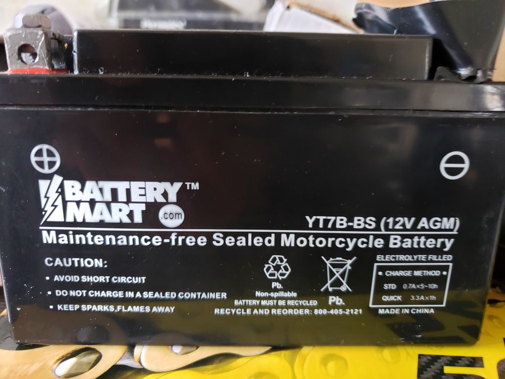 Motorcycle Battery -YT7B-BS, New Battery