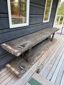 Antique two shelf wooden table/console Antique two shelf wooden bench/console