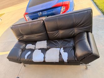 Dark brown Faux Leather Futon Sofa