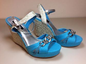 White House Black Market Wedges / Heels Color: Blue / Silver Size : 7