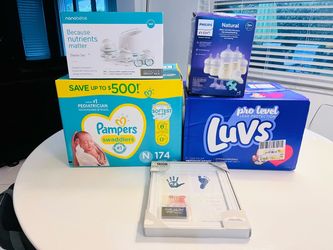 Newborn baby bundle diapers/ bottles