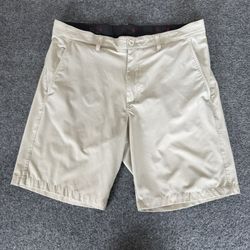 Johnston & Murphy XC4 Short Mens 34 Beige Performance Stretch Golf Casual Travel