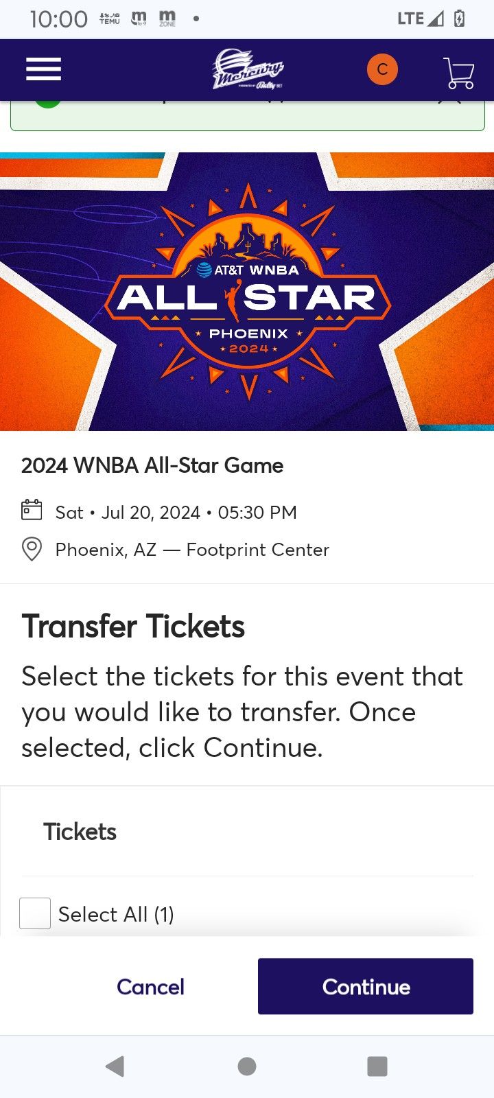 WNBA All Star Ticket