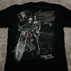 Skeleton Y2K Design With Lady On Black Tshirt  
