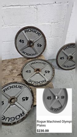 4x45 Rogue Machined Olympic Plates Set Miami 33130. Delivery fee. Not selling separately

Cast iron Rogue Machined Olympic Plates set includes four 45