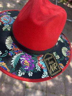 Red mexican embroidered hat