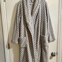 Gray And White Fluffy Robe