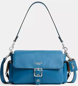 Coach Alice Shoulder Bag Silver/Blue Jay BRAND NEW
