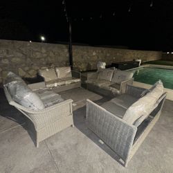 4 piece sectional outdoor living room wicker gray modern garden brand new large rock sofa chair