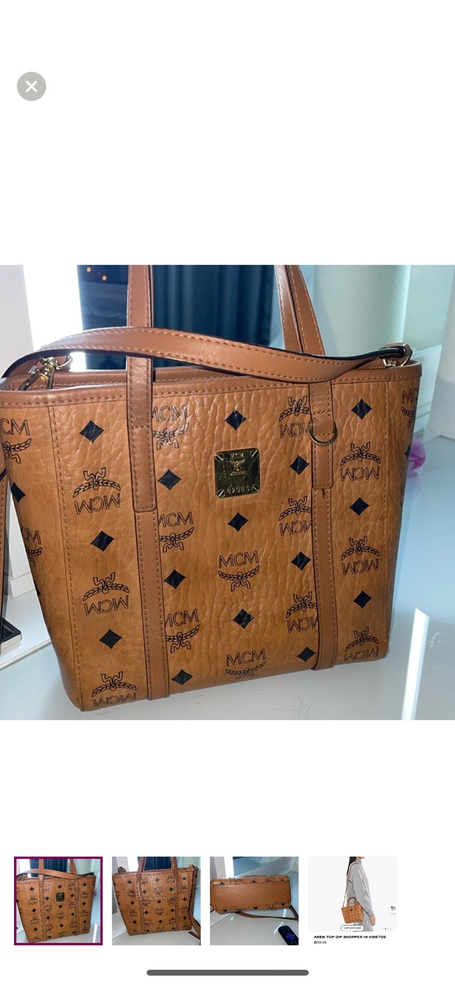 AUNTHENTIC MCM AREN TOP ZIP SHOPPER IN VISETOS