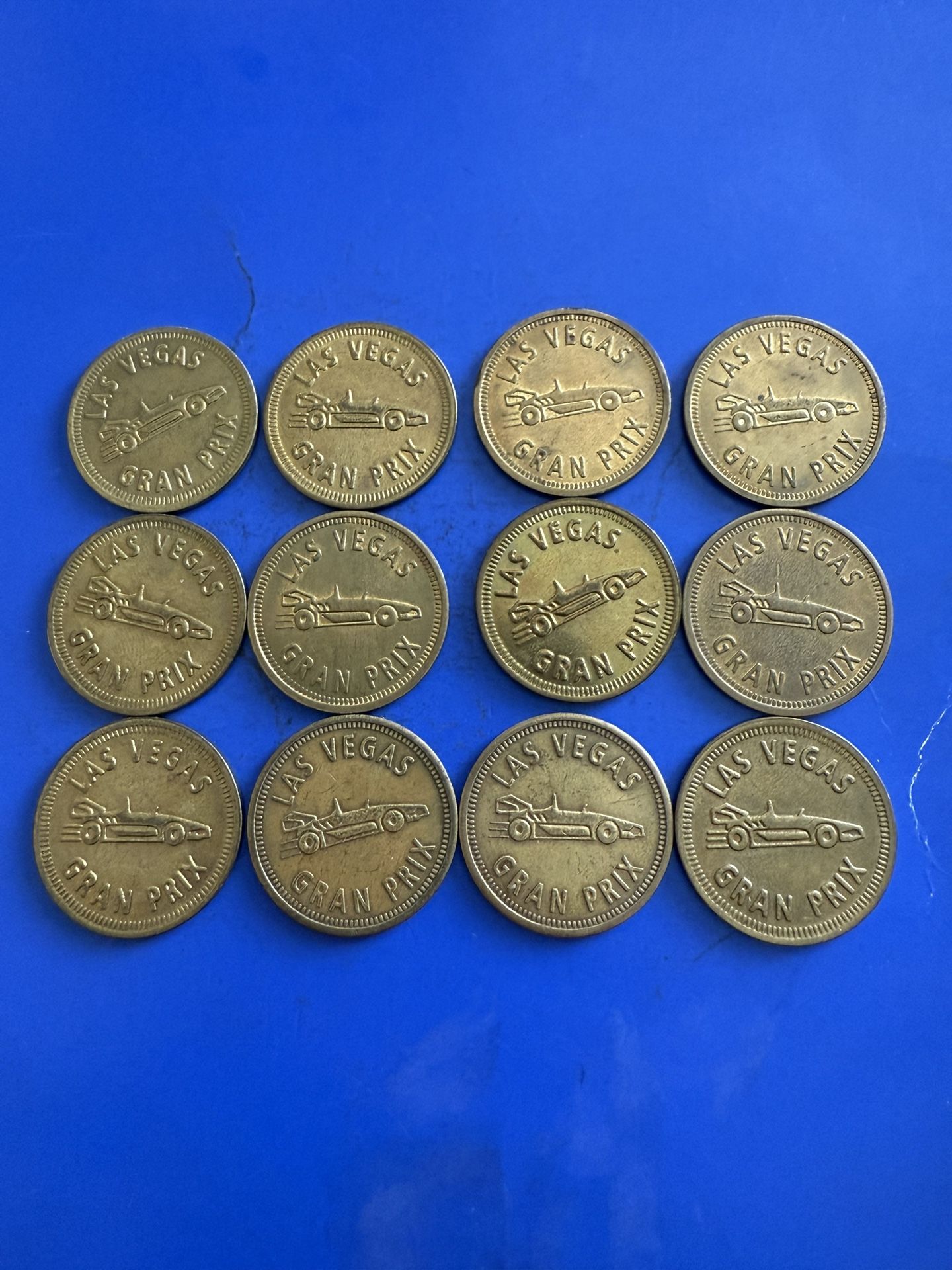 12- Of The Las Vegas Grand Prix Race Car Brass Tokens