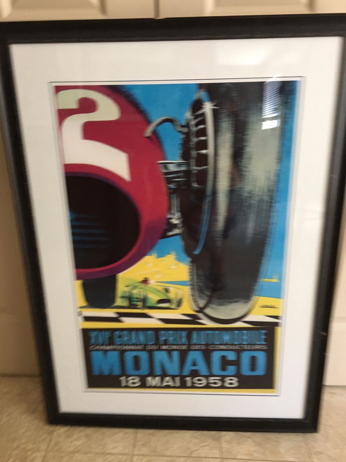 Grand Priz XVI Race Monaco 18 Mai 1958 Poster Framed